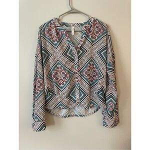 Xhilaration Small Womens Sheer Floral Long Sleeve Blouse